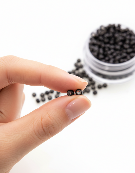 Nano Silicone Lined Micro Ring Beads for Hair Extensions – 3.0mm Black (1000pcs)
