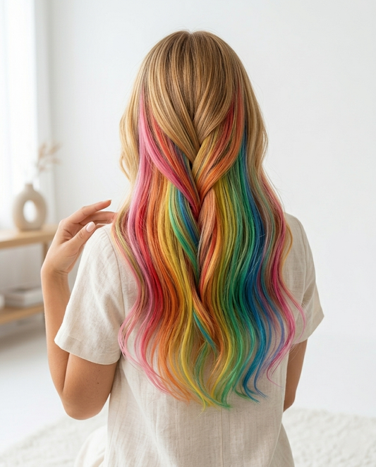 Funky Color I-Tip Organic Hair Extensions 24" Length Premium Salon Quality