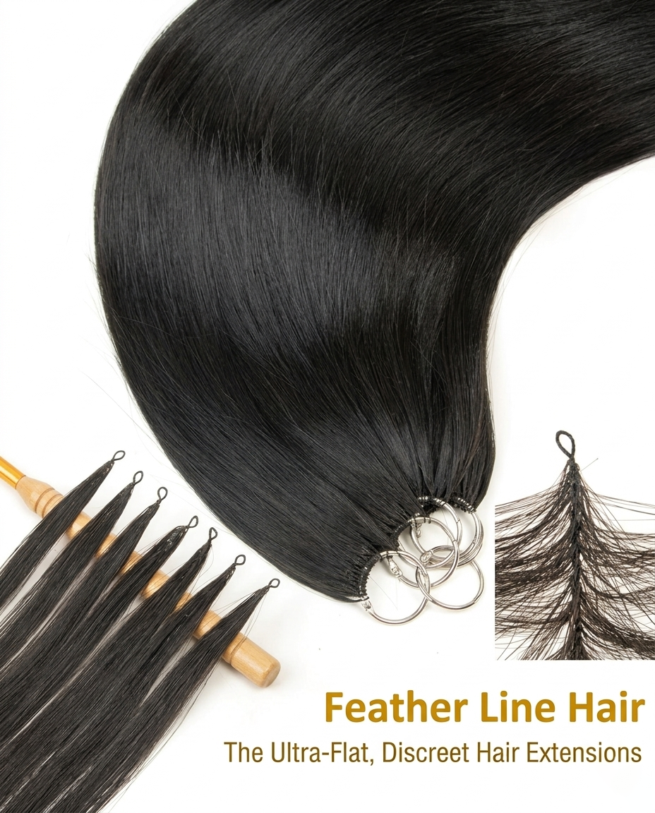 Invisible Hand Tied Feather Hair Extensions – 100% organic Human Hair (100 Strands)