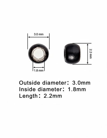 Nano Silicone Lined Micro Ring Beads for Hair Extensions – 3.0mm Black (1000pcs)