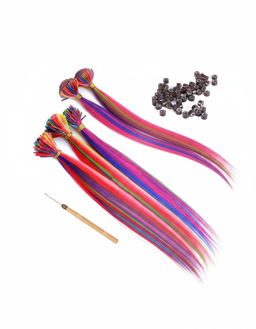 Funky Color I-Tip Organic Hair Extensions  24" Length Premium Salon Quality