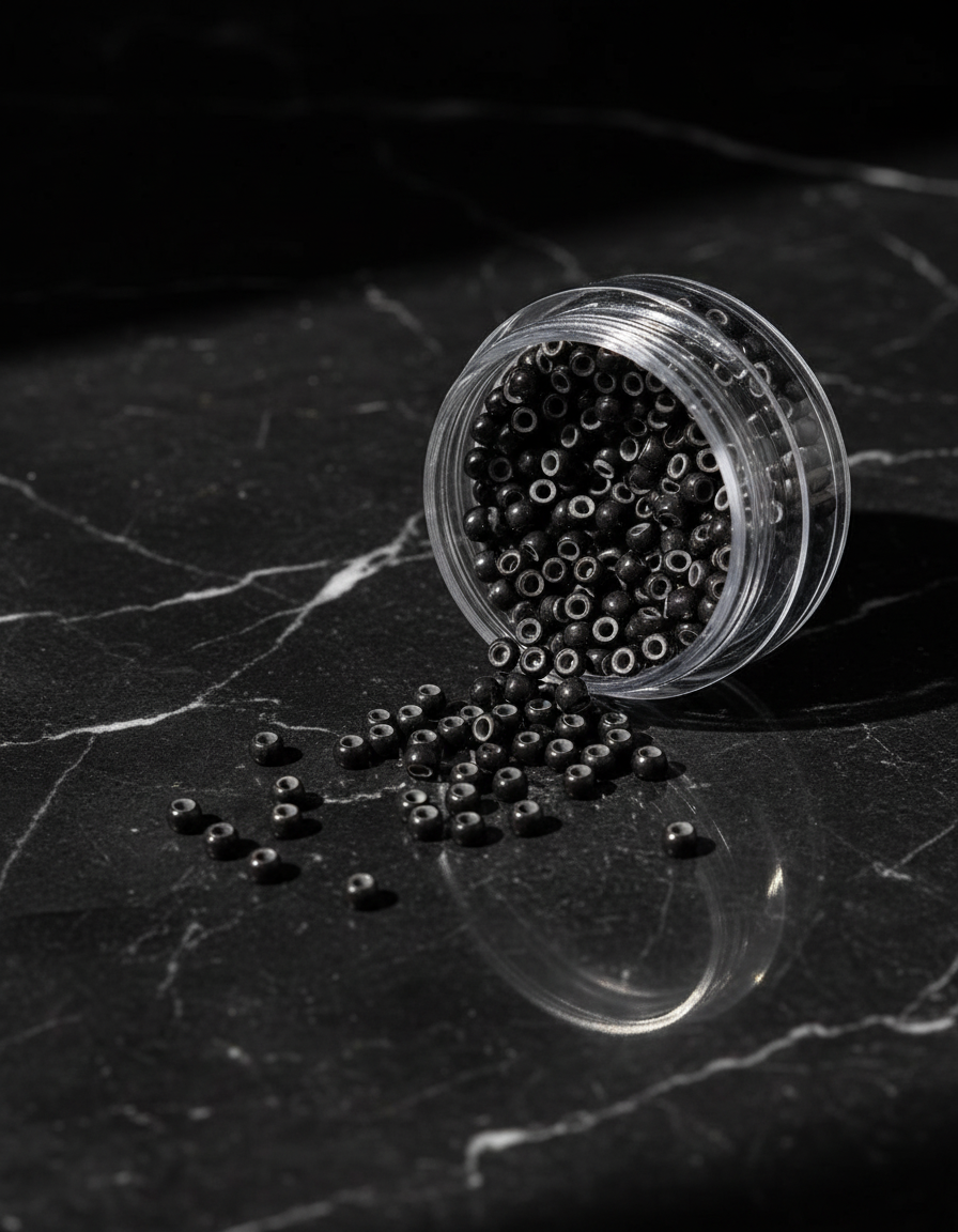 Nano Silicone Lined Micro Ring Beads for Hair Extensions – 3.0mm Black (1000pcs)