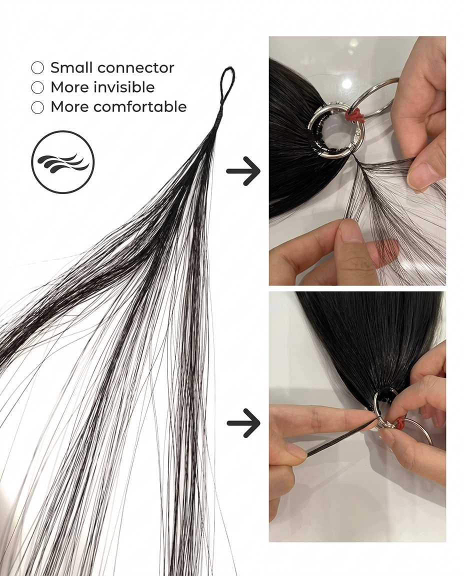 Invisible Hand Tied Feather Hair Extensions – 100% organic Human Hair (100 Strands)