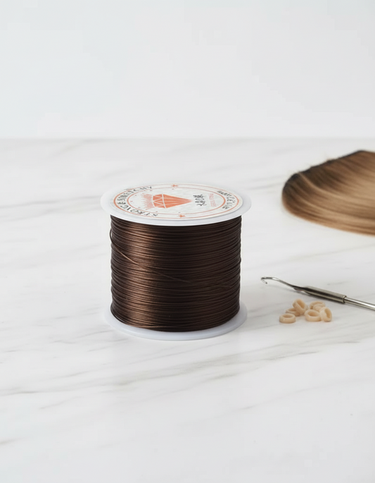 Elastic Thread for Hair Extensions – Professional Flat Nylon Rubber Stretch Cord (60m Roll)