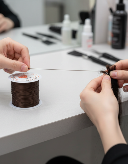Elastic Thread for Hair Extensions – Professional Flat Nylon Rubber Stretch Cord (60m Roll)