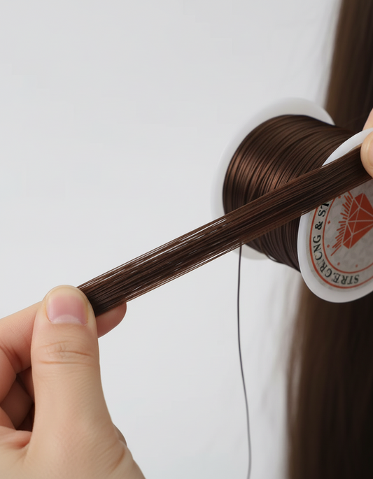 Elastic Thread for Hair Extensions – Professional Flat Nylon Rubber Stretch Cord (60m Roll)